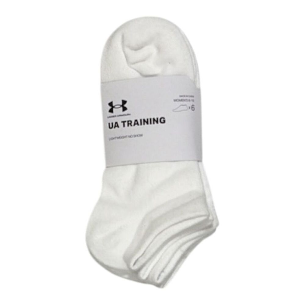 Under Armour Womens UA Training Lightweight No Show Socks, 6 Pair - White/Grey